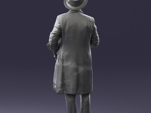 man in black raincoat and hat 0320 3d print ready 3D Print Model