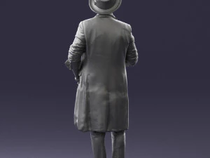 man in black raincoat and hat 0320 3d print ready 3D Print Model