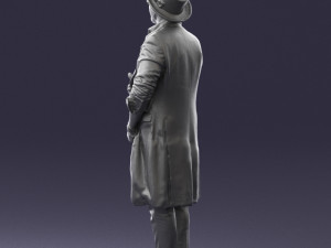 man in black raincoat and hat 0320 3d print ready 3D Print Model