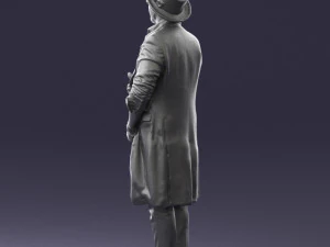man in black raincoat and hat 0320 3d print ready 3D Print Model