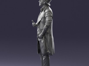 man in black raincoat and hat 0320 3d print ready 3D Print Model