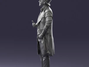 man in black raincoat and hat 0320 3d print ready 3D Print Model