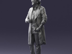 man in black raincoat and hat 0320 3d print ready 3D Print Model