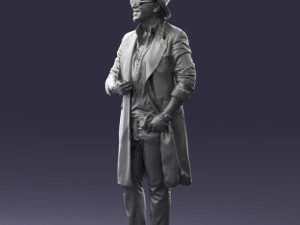 man in black raincoat and hat 0320 3d print ready 3D Print Model