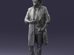 man in black raincoat and hat 0320 3d print ready 3D Print Model
