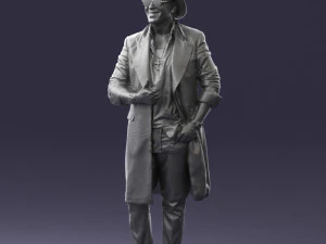 man in black raincoat and hat 0320 3d print ready 3D Print Model