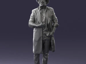 man in black raincoat and hat 0320 3d print ready 3D Print Model