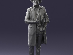 man in black raincoat and hat 0320 3d print ready 3D Print Model