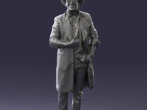 man in black raincoat and hat 0320 3d print ready 3D Print Model