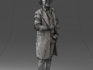 man in black raincoat and hat 0320 3d print ready 3D Print Model