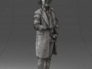 man in black raincoat and hat 0320 3d print ready 3D Print Model