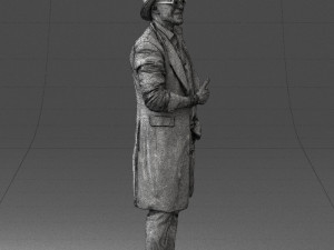 man in black raincoat and hat 0320 3d print ready 3D Print Model