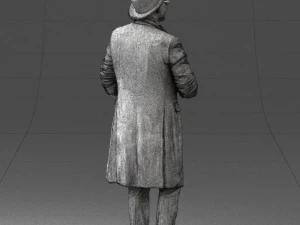 man in black raincoat and hat 0320 3d print ready 3D Print Model