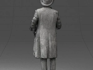 man in black raincoat and hat 0320 3d print ready 3D Print Model