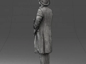 man in black raincoat and hat 0320 3d print ready 3D Print Model