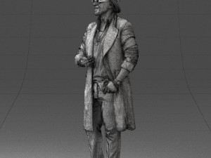 man in black raincoat and hat 0320 3d print ready 3D Print Model