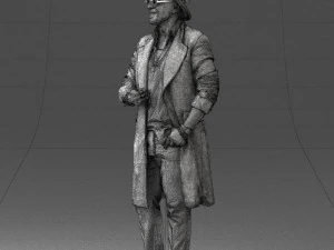 man in black raincoat and hat 0320 3d print ready 3D Print Model