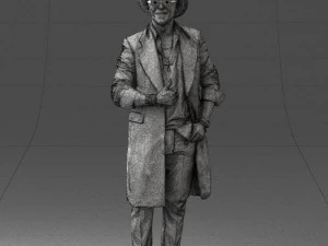 man in black raincoat and hat 0320 3d print ready 3D Print Model