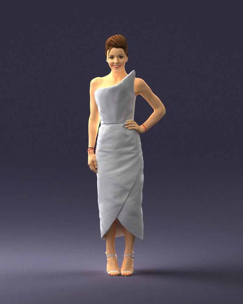 young girl in bright dress 0321 3D Model .c4d .max .obj .3ds .fbx .stl .blend 