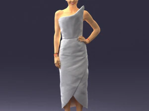 young girl in bright dress 0321 3D Model