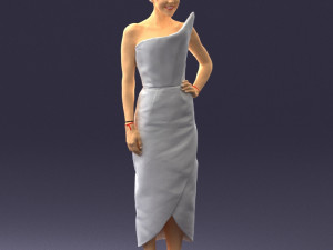 young girl in bright dress 0321 3D Model