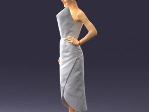 young girl in bright dress 0321 3D Model