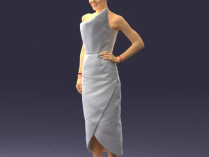 young girl in bright dress 0321 3D Model
