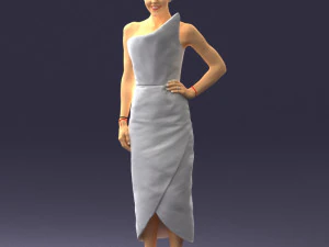 young girl in bright dress 0321 3D Model