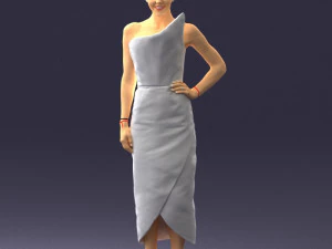 young girl in bright dress 0321 3D Model