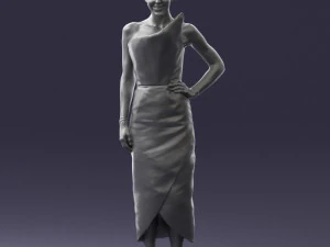 young girl in bright dress 0321 3D Model