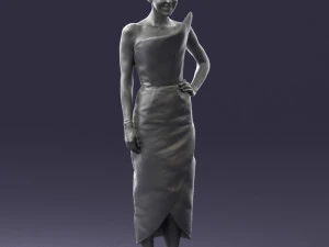 young girl in bright dress 0321 3D Model