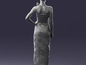 young girl in bright dress 0321 3D Model
