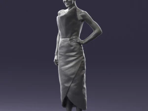 young girl in bright dress 0321 3D Model