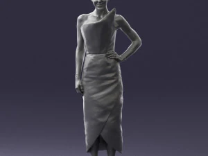 young girl in bright dress 0321 3D Model