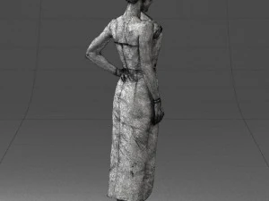 young girl in bright dress 0321 3D Model