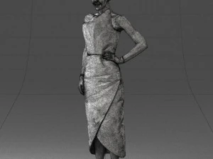 young girl in bright dress 0321 3D Model
