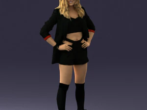 дівчина в чорній міні-спідниці 0324 3D Модель