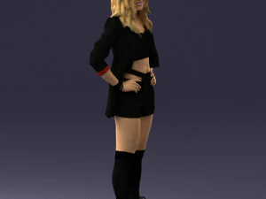 дівчина в чорній міні-спідниці 0324 3D Модель