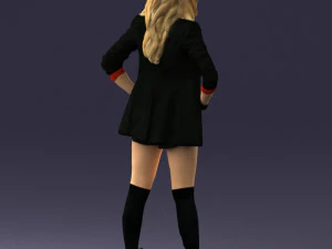дівчина в чорній міні-спідниці 0324 3D Модель