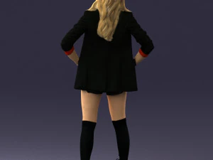 дівчина в чорній міні-спідниці 0324 3D Модель