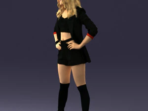 дівчина в чорній міні-спідниці 0324 3D Модель