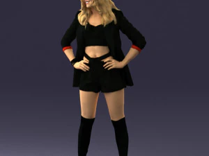 дівчина в чорній міні-спідниці 0324 3D Модель