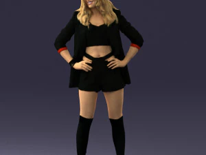 дівчина в чорній міні-спідниці 0324 3D Модель