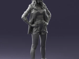 дівчина в чорній міні-спідниці 0324 3D Модель