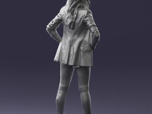 дівчина в чорній міні-спідниці 0324 3D Модель