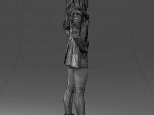 дівчина в чорній міні-спідниці 0324 3D Модель