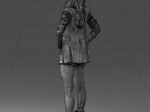 дівчина в чорній міні-спідниці 0324 3D Модель