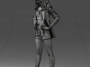 дівчина в чорній міні-спідниці 0324 3D Модель