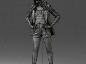 дівчина в чорній міні-спідниці 0324 3D Модель