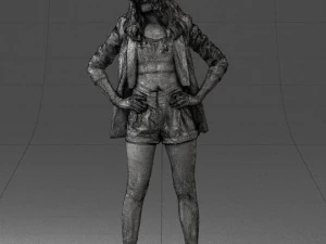 дівчина в чорній міні-спідниці 0324 3D Модель